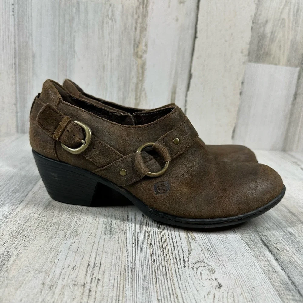 Born‎ Zowy Tobacco Brown Harness Ankle Booties #800